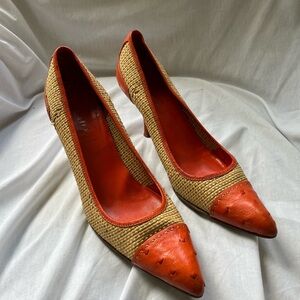 Prada wicker heels